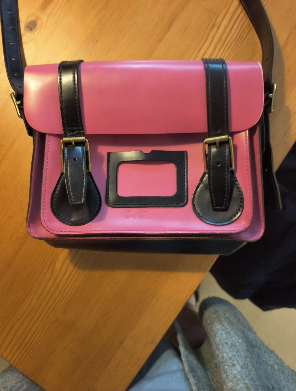 Dr. Martens Pink and Black Leather Crossbody Satchel